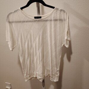 AB Studio Women's White Top Size Medium Short Sleeve Lace